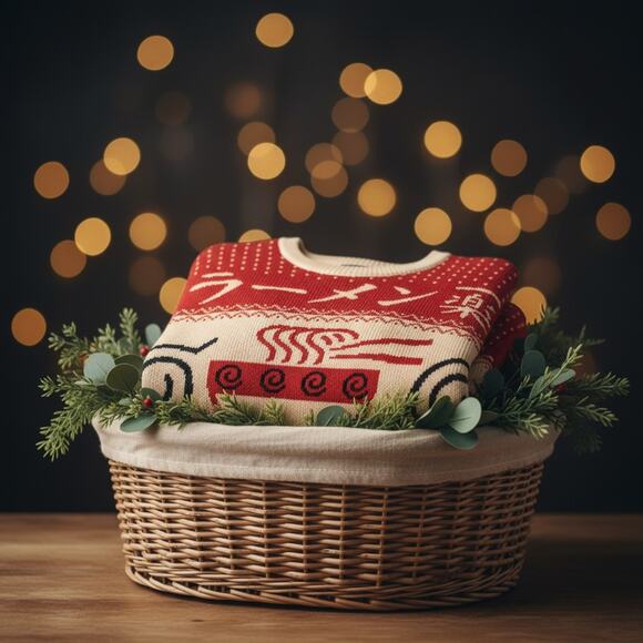 Naruto Ichiraku Ramen Sweater - Red Cream Unisex NWOT Ugly Christmas Style - Picture 3 of 9